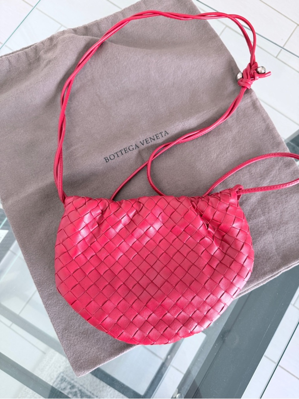 Bottega Veneta Nappa Intrecciato Mini Bulb in Red (perfect condition)
